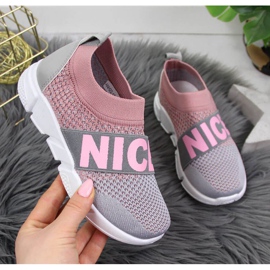 McKeylor Jr JAN94A socks sports shoes pink grey 1
