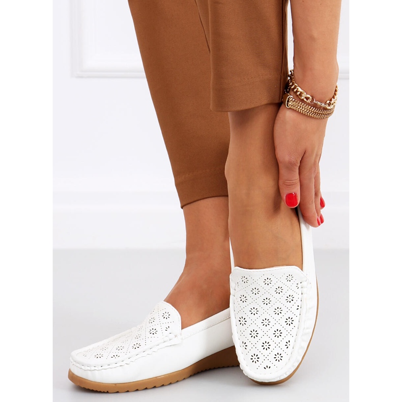 Cukki White openwork loafers for women 1