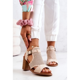 Openwork Sandals On A Bar Beige Hey Lover 1