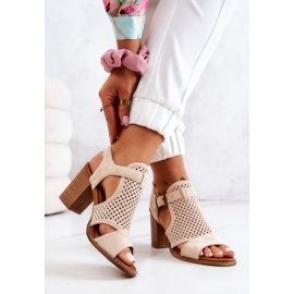 Openwork Sandals On A Bar Beige Hey Lover 2