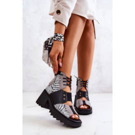 Maciejka 05321-03 Gray and Black Leather Booties silver 1