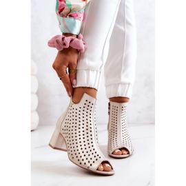 Leather Openwork Boots Maciejka 05420-04 Beige 1