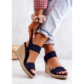 Women's Sandals On Wedge Big Star JJ274977 Navy Blue 2