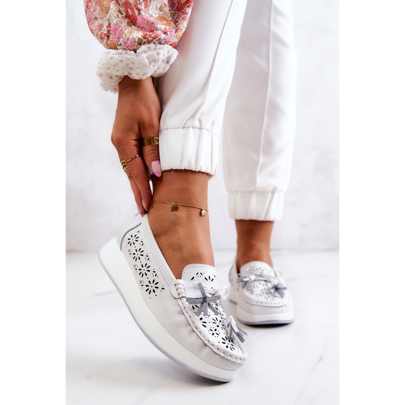 Vinceza Women's Openwork Loafers On The White Louise Platform 1