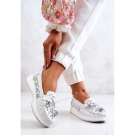 Vinceza Women's Openwork Loafers On The White Louise Platform 2