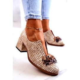 PA2 Elegant Leather High Heels With Beige Delaver Decoration 3