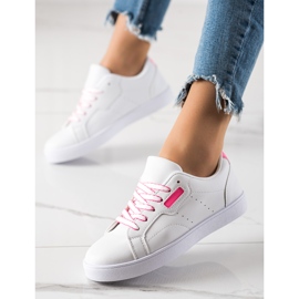 TRENDI Classic Lace-up Sneakers white pink 1