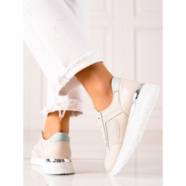VINCEZA Leather Sneakers beige 2