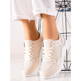 VINCEZA Leather Sneakers beige 1