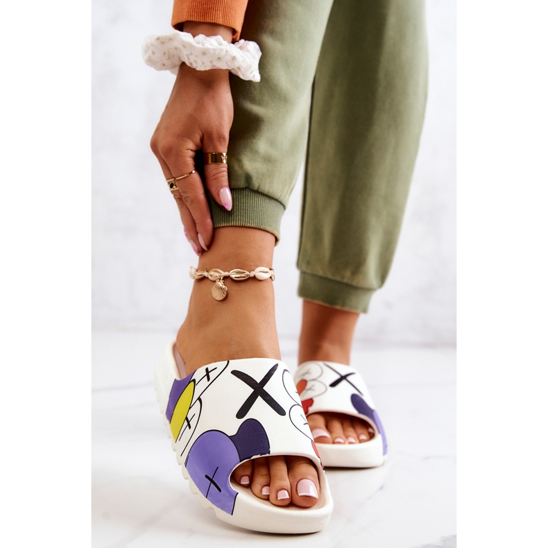 Rubber Slippers With White Monsters Print 1