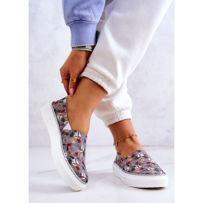 Women's Sneakers Slip On Memory Foam Big Star JJ276015 Gray grey 2