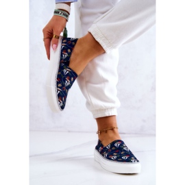 Women's Sneakers Slip On Memory Foam Big Star JJ276016 Navy Blue multicolored 2