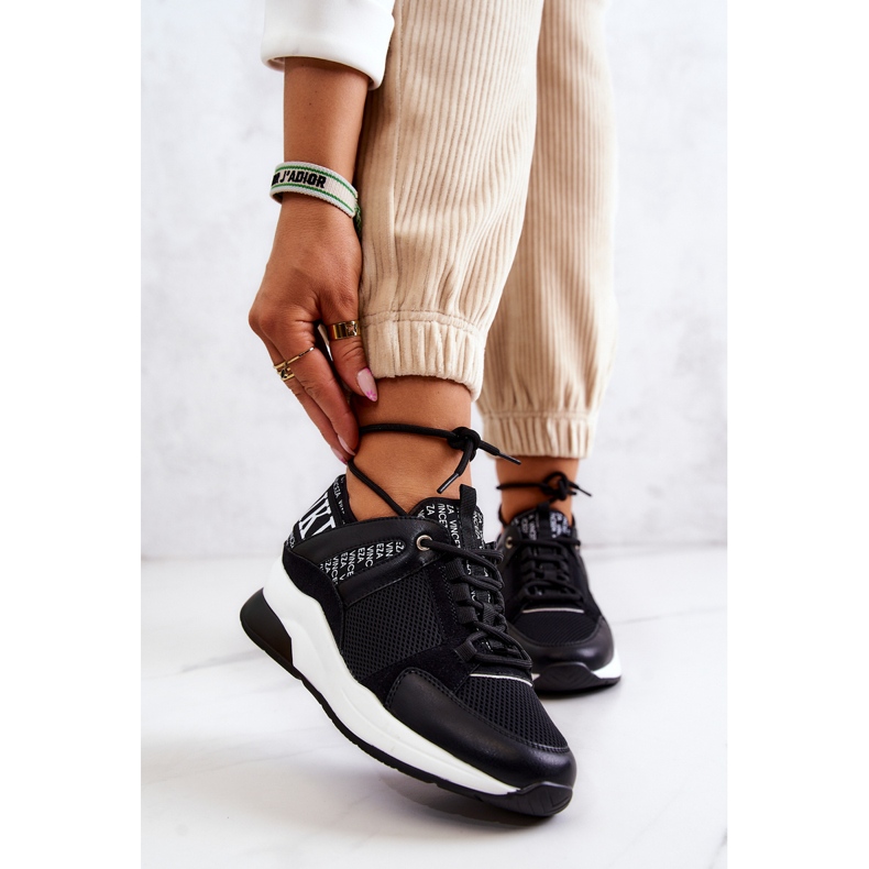 Vinceza Sport Shoes Sneakers On Wedge Black Lorey 1