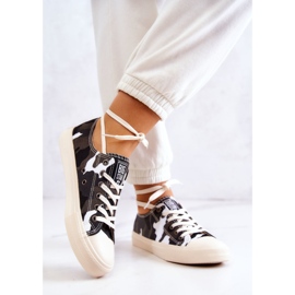 Women's Material Sneakers Camo Big Star JJ274237 White-Gray 2