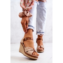 Women's Sandals On Wedge Big Star JJ274939 Beige brown 2