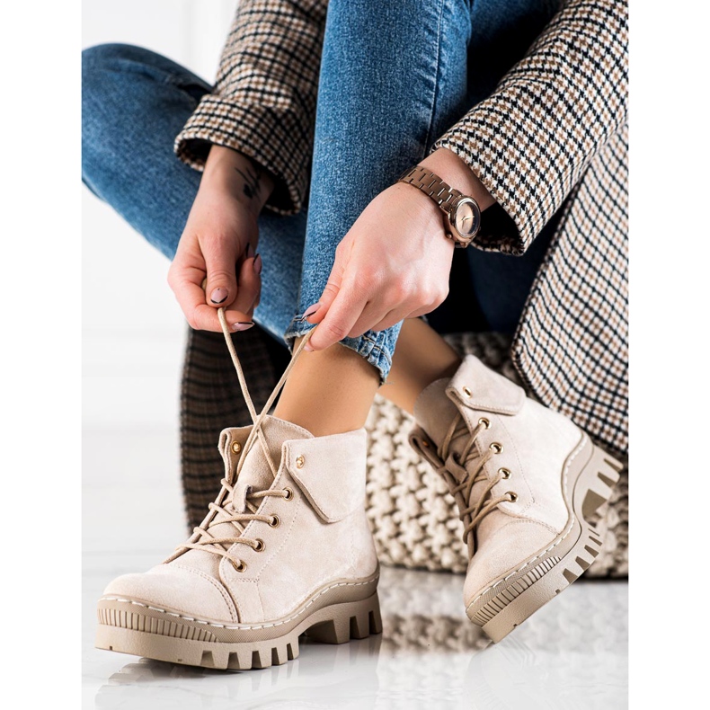 Beżowe trappers by S. Barski beige 1