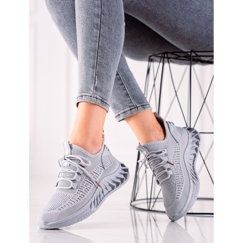 TRENDI Gray Textile Sneakers grey 1
