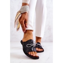 Leather Women's Slippers Nicole 2659/001 Black 1