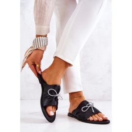 Leather Women's Slippers Nicole 2659/001 Black 2