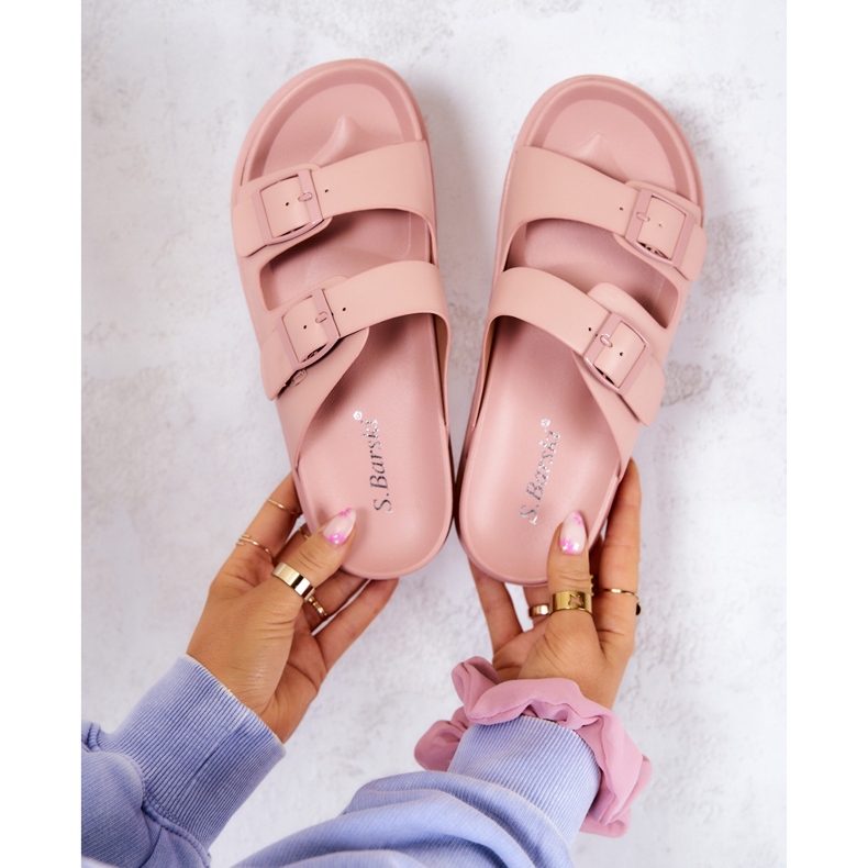 S.Barski Rubber Slippers With Buckle Pink Corina 1 S.Barski Rubber Slippers With Buckle Pink Corina 1