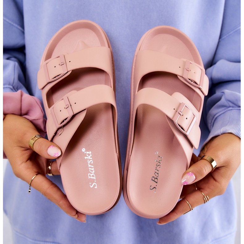 S.Barski Rubber Slippers With Buckle Pink Corina 2 S.Barski Rubber Slippers With Buckle Pink Corina 2