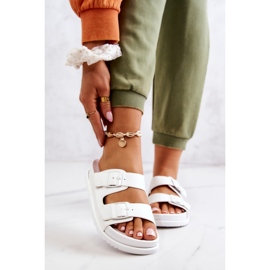 S.Barski White Corina Rubber Slippers With Buckle 2