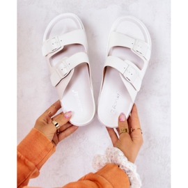 S.Barski White Corina Rubber Slippers With Buckle 1