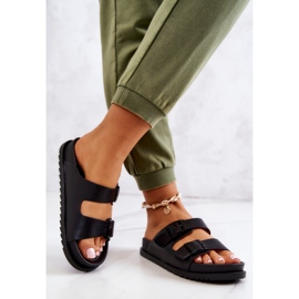 S.Barski Black Corina Rubber Slippers With Buckle 2 S.Barski Black Corina Rubber Slippers With Buckle 2