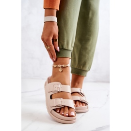 S.Barski Rubber Slippers With Buckle Beige Corina 2