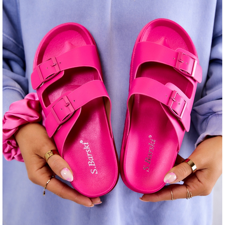 S.Barski Rubber Slippers With Buckle Fuchsia Corina pink 1 S.Barski Rubber Slippers With Buckle Fuchsia Corina pink 1