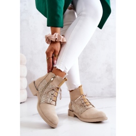 Lemar Women's Suede Ankle Boots with a Snake Pattern Light Beige Sonroe 2