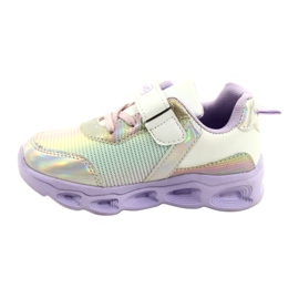 ADI Sports Shoes LED Glowing Velcro News 22DZ32-4837 Lilac-White violet pink silver 1