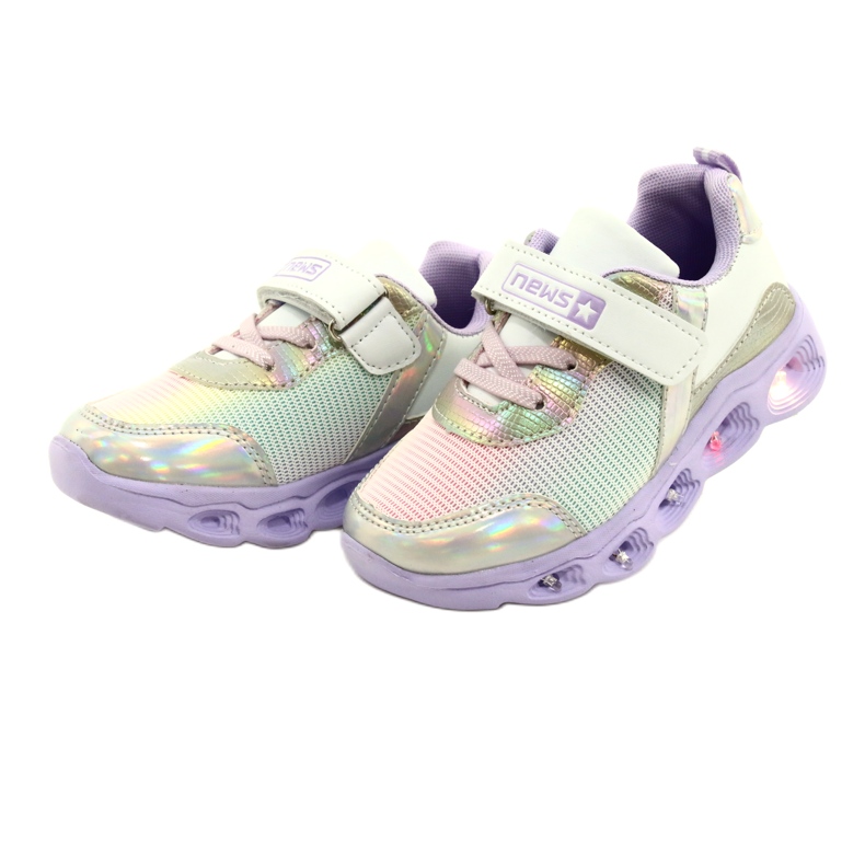 ADI Sports Shoes LED Glowing Velcro News 22DZ32-4837 Lilac-White purple pink silver 2