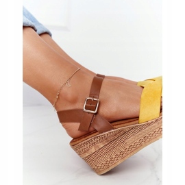 Yellow Sandals On Wedge S.Barski GD-38 brown 4