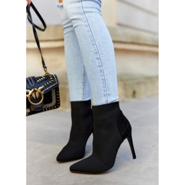 S.Barski Women's Boots With A Sock On A High Heel Black Last Night 1