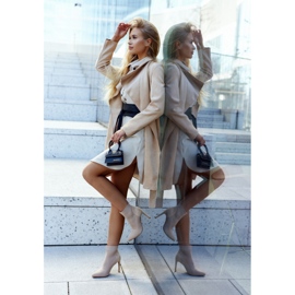S.Barski Women's Ankle boots with a high heel sock Beige Last Night 2