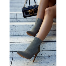 S.Barski Women's Boots With A Sock On A High Heel Khaki Last Night brown green 2