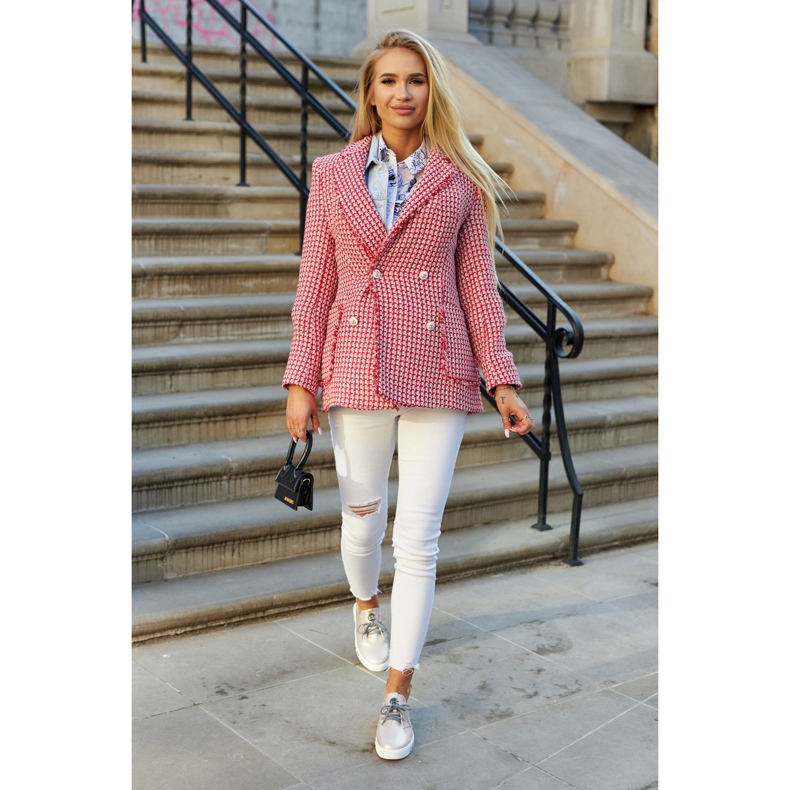 S.Barski Women's Leather Sneakers With Metallic Carrey Pink beige 1