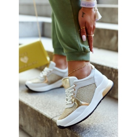 Vinceza Fashionable Sport Shoes Women's Sneakers White and Gold Danielle 2