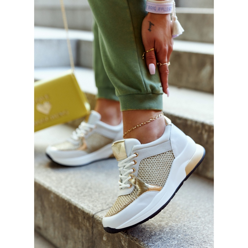 Vinceza Fashionable Sport Shoes Women's Sneakers White and Gold Danielle 2