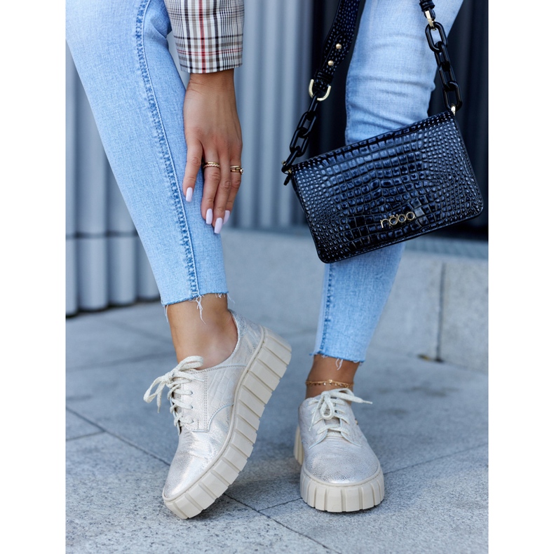 Lemar Leather Brogues On The Beige-Gold Hypnosis Platform golden 1