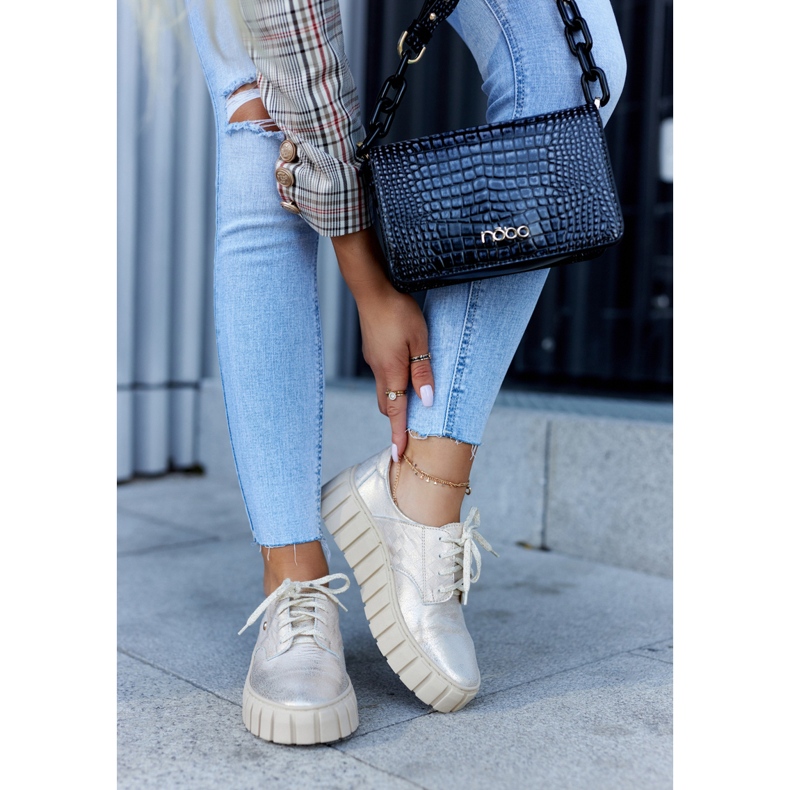 Lemar Leather Brogues On The Beige-Gold Hypnosis Platform golden 2