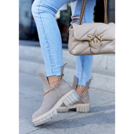 Fashionable Suede Booties With A Cut Beige Forget Me 2