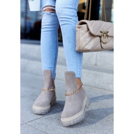 Fashionable Suede Booties With A Cut Beige Forget Me 1
