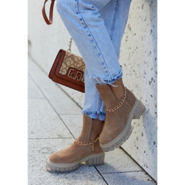 Fashionable Suede Booties With A Cut Camel Forget Me brown 1