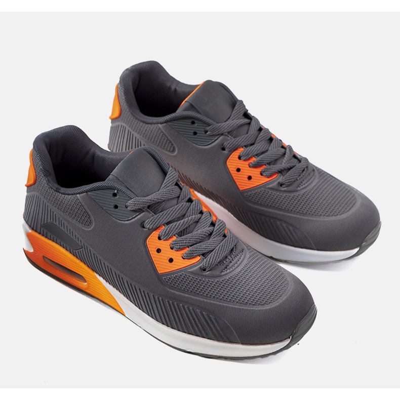 Gray sneakers with neon Lenard inserts orange grey 1