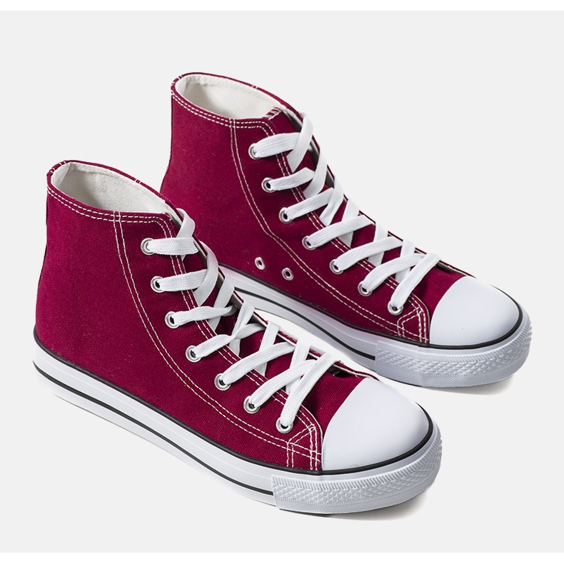 wine colored sneakers