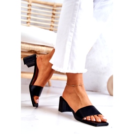 FJ1 Leather Black Netty Sandals On Heel 3