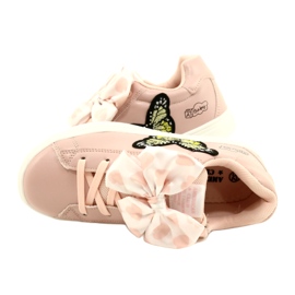 Girls' pink sports sneakers with a bow and butterfly American Club Es64 5 Girls' pink sports sneakers with a bow and butterfly American Club Es64 5