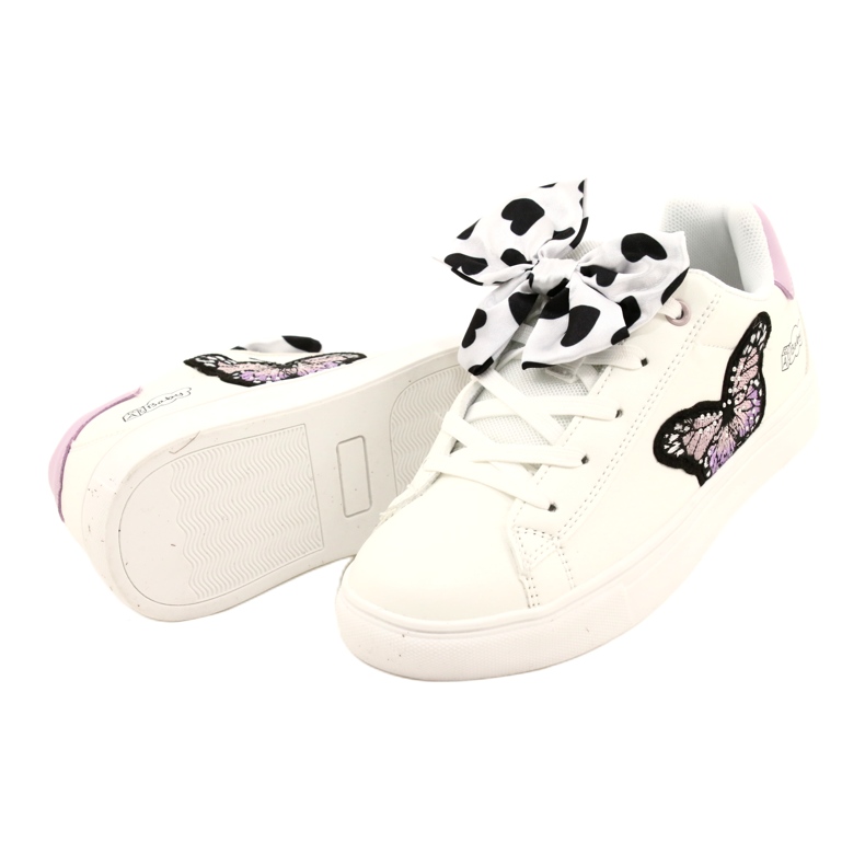 White sports sneakers with a bow and a butterfly American Club ES64 3